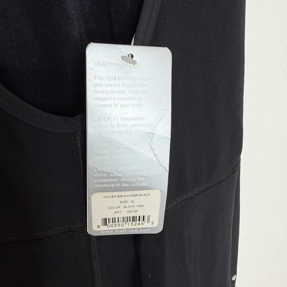 Craft Winter Bib Knickers Cycling Men’s XL Black Fleece Lined